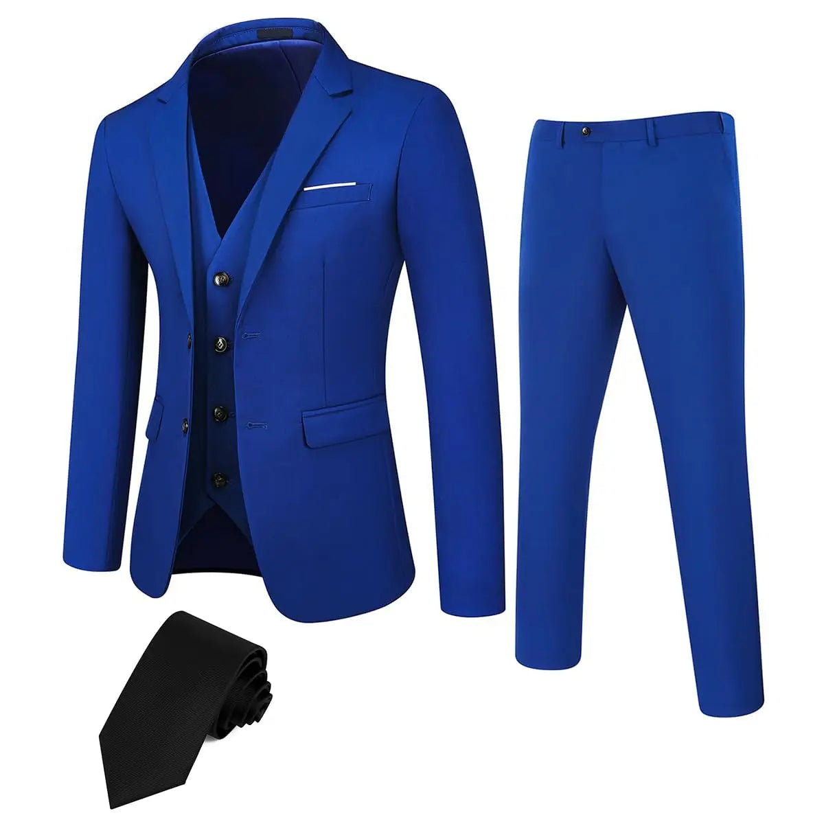 TweedLad Men's Business Suit Set Groomsmen Regular Fit-Tuxedo Jacket+Trousers Men Suit Set Lapel Formal Stylish Buttons Pockets