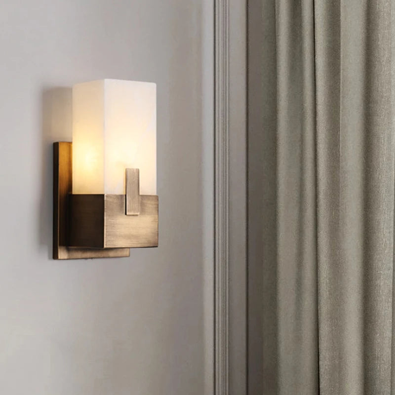 Natural Marble Wall Lamp Minimalist Living Room Bedroom TV Background Wall Light Entrance Hallway American Style Bedside Lamps