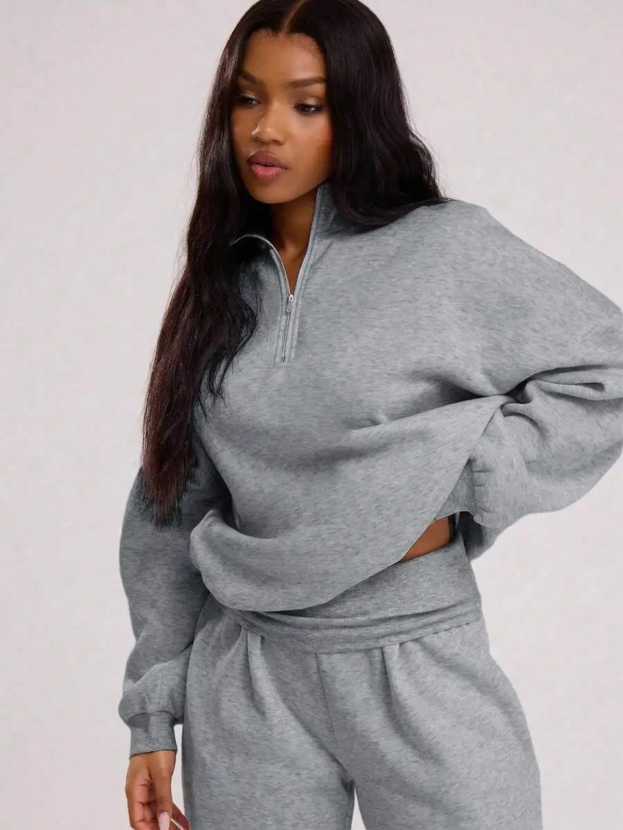 Quarter Zip Oversized Sweatshirt for Women, Casual Fall Winter Top with Long Sleeves