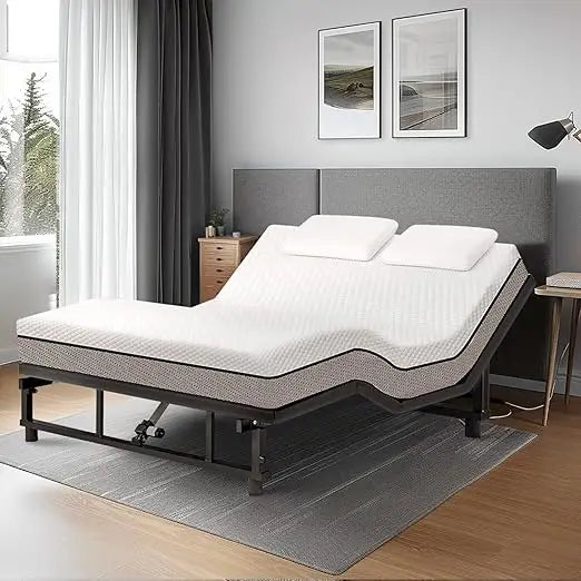 King Size Adjustable Bed Base Frame - Quiet Motor, Head & Foot Incline, Zero Gravity, Wireless Remote, Universal Compatibility (