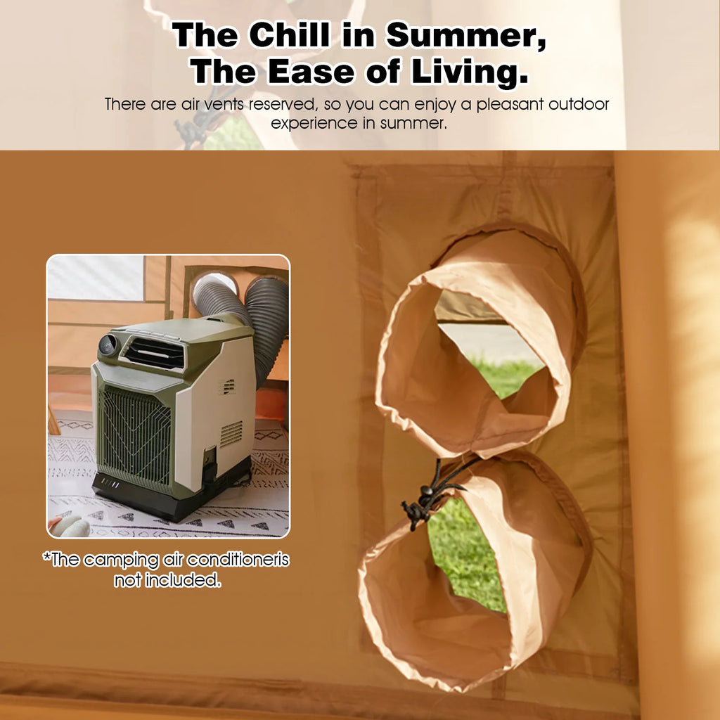 13' x 10' Inflatable Camping Tent for 8-10 Person,4 Season Blow up Tents Waterproof, Air Tent with Stove Jack AC Port