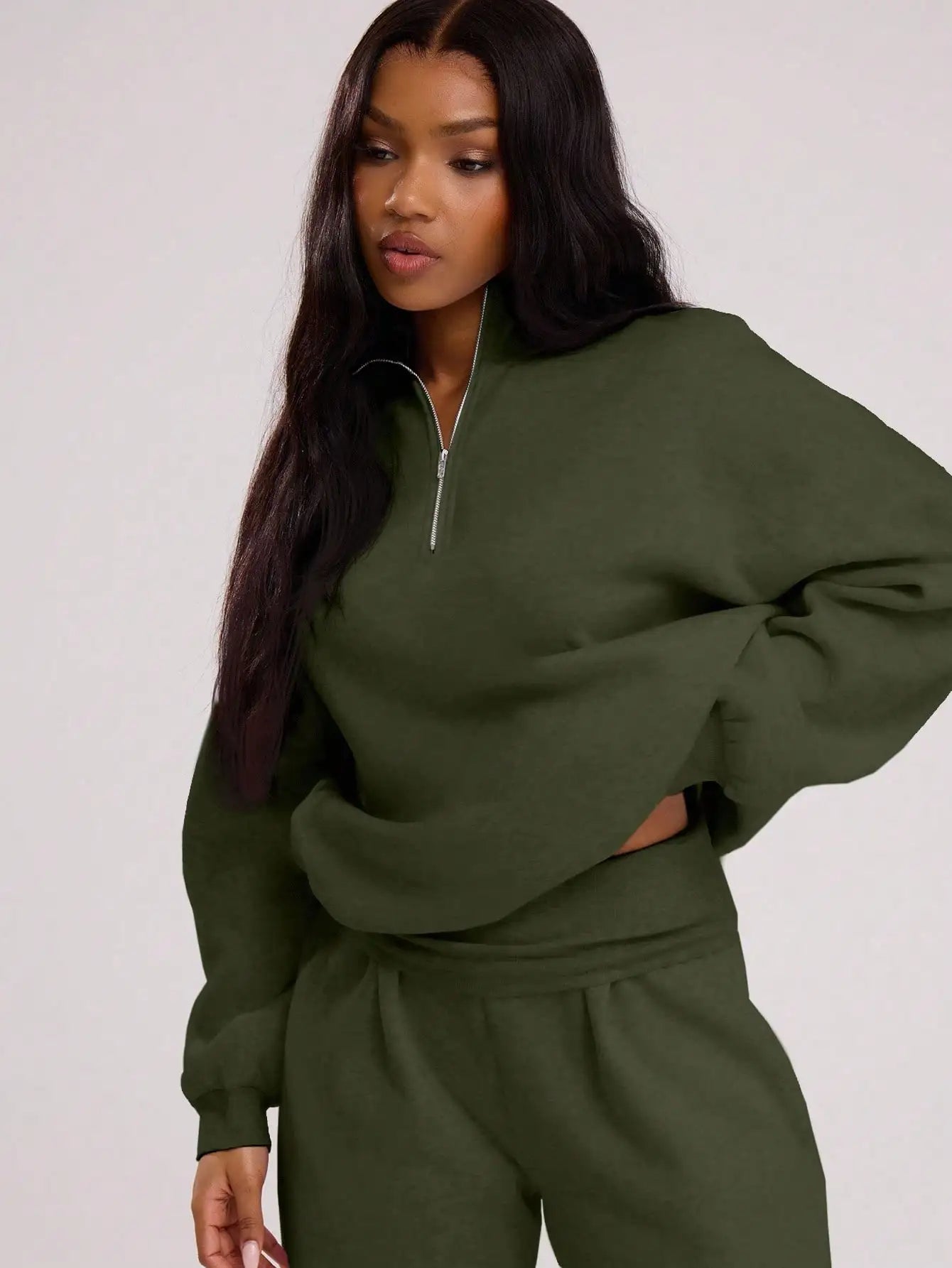 Quarter Zip Oversized Sweatshirt for Women, Casual Fall Winter Top with Long Sleeves