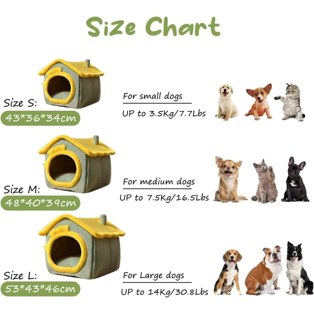 Foldable Dog House with Removable Nest, Warm Enclosed Pet Bed for Medium Dogs and Cats, Ideal Winter Villa Sleep Kennel, Comfort