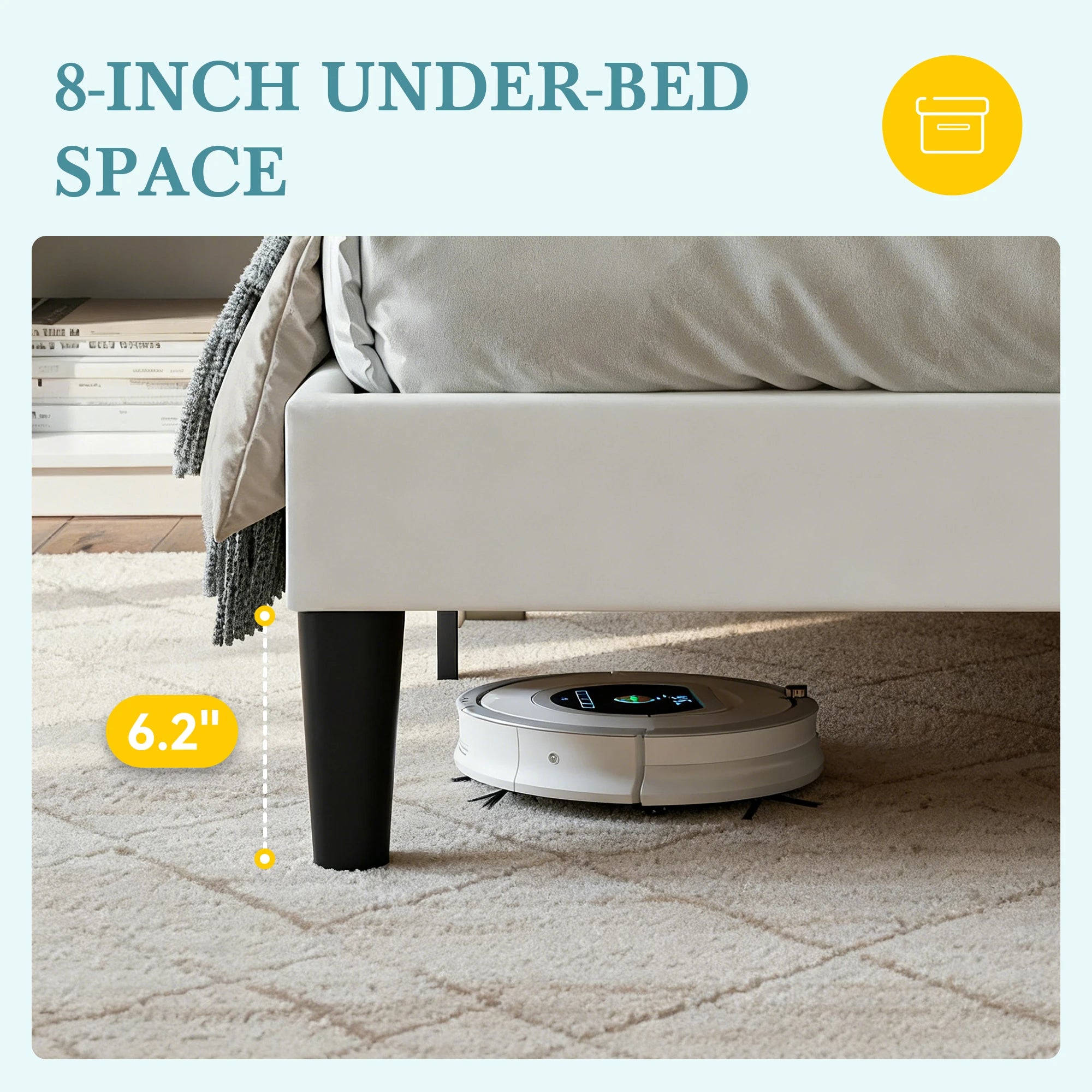 HOOMIC Full/Queen/King Size Velvet Upholstered Platform Bed Frame with Wingback Headboard, Sturdy Wood Slats, No Box Spring Need