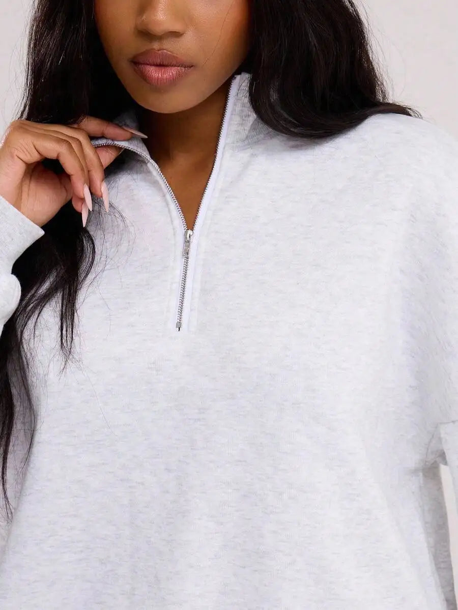 Quarter Zip Oversized Sweatshirt for Women, Casual Fall Winter Top with Long Sleeves