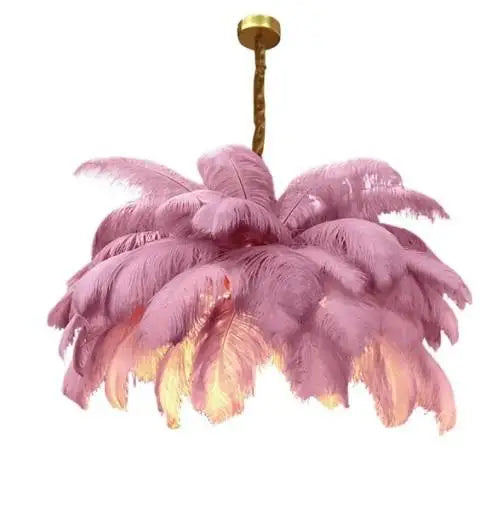 Luxury Ostrich Feather Lamp Led Pendant Lights Living Room Girl's Room Bedroom Indoor Lighting Chandelier Hanging Light Fixture