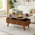 3-in-1 Lift Top Coffee Table, Convertible Oval Wooden Table with Storage, Modern Walnut Finish, Partial Assembly