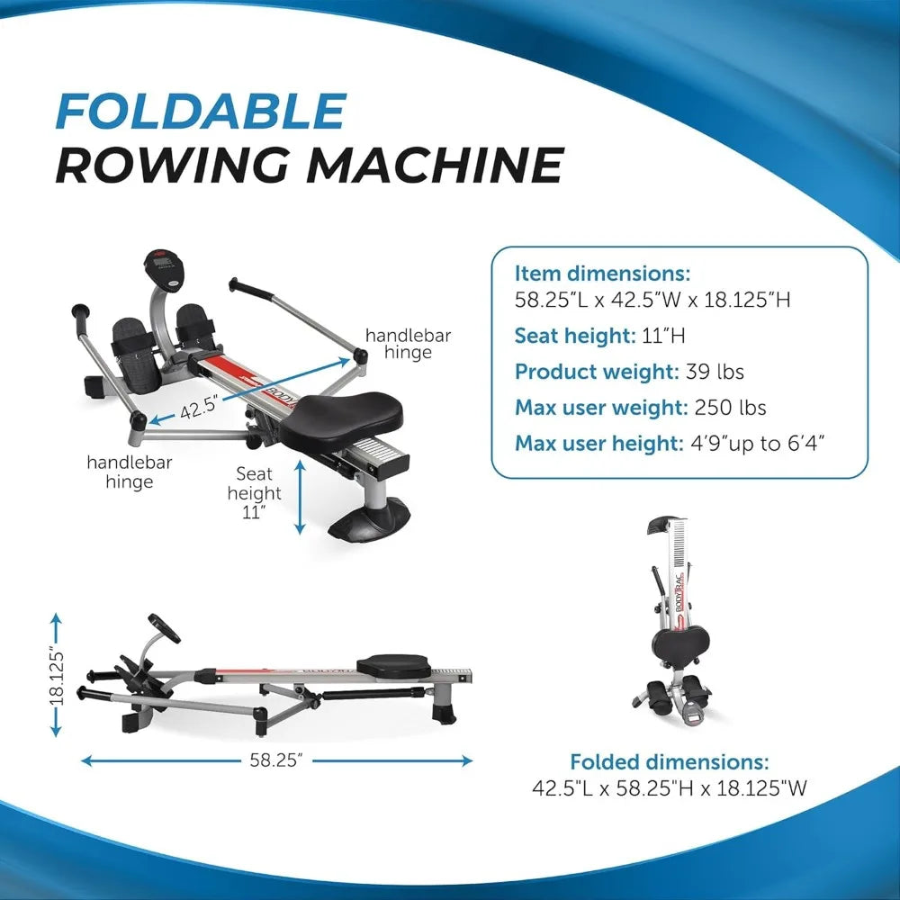 Glider Hydraulic Rowing Machine with Smart Workout app - Rowing workout machine with cylinder resistance