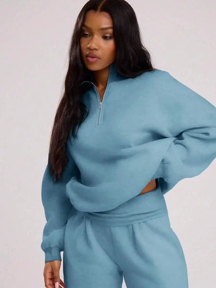 Quarter Zip Oversized Sweatshirt for Women, Casual Fall Winter Top with Long Sleeves