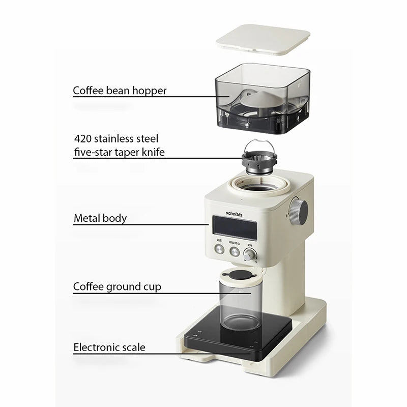 Electric Coffee Grinder Adjustable Burr 30 Levels Of Grinding For Espresso Easy To Clean Send Coffee Scales And Sealed Bean Jars