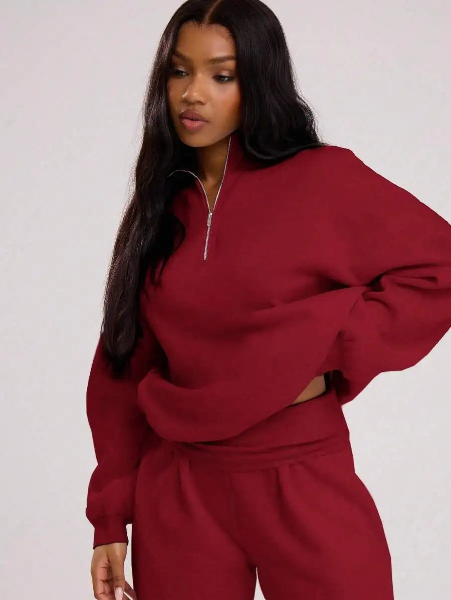 Quarter Zip Oversized Sweatshirt for Women, Casual Fall Winter Top with Long Sleeves