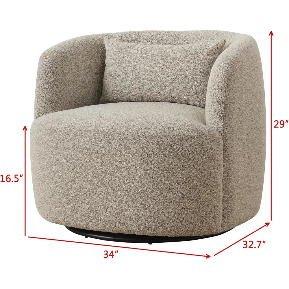 34" Wide Sherpa Swivel Barrel Chairs Set of 2,No Assembly Round Upholstered Accent Chairs Armchairs Single Sofa Chair,Customized