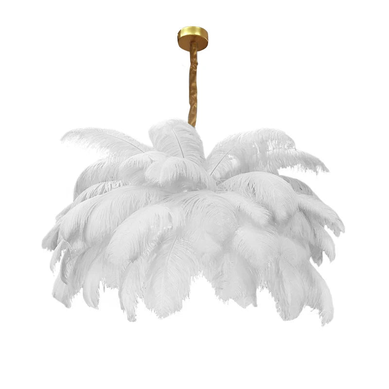 Luxury Ostrich Feather Lamp Led Pendant Lights Living Room Girl's Room Bedroom Indoor Lighting Chandelier Hanging Light Fixture