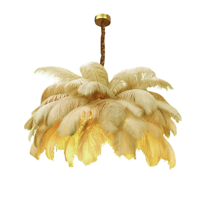 Luxury Ostrich Feather Lamp Led Pendant Lights Living Room Girl's Room Bedroom Indoor Lighting Chandelier Hanging Light Fixture