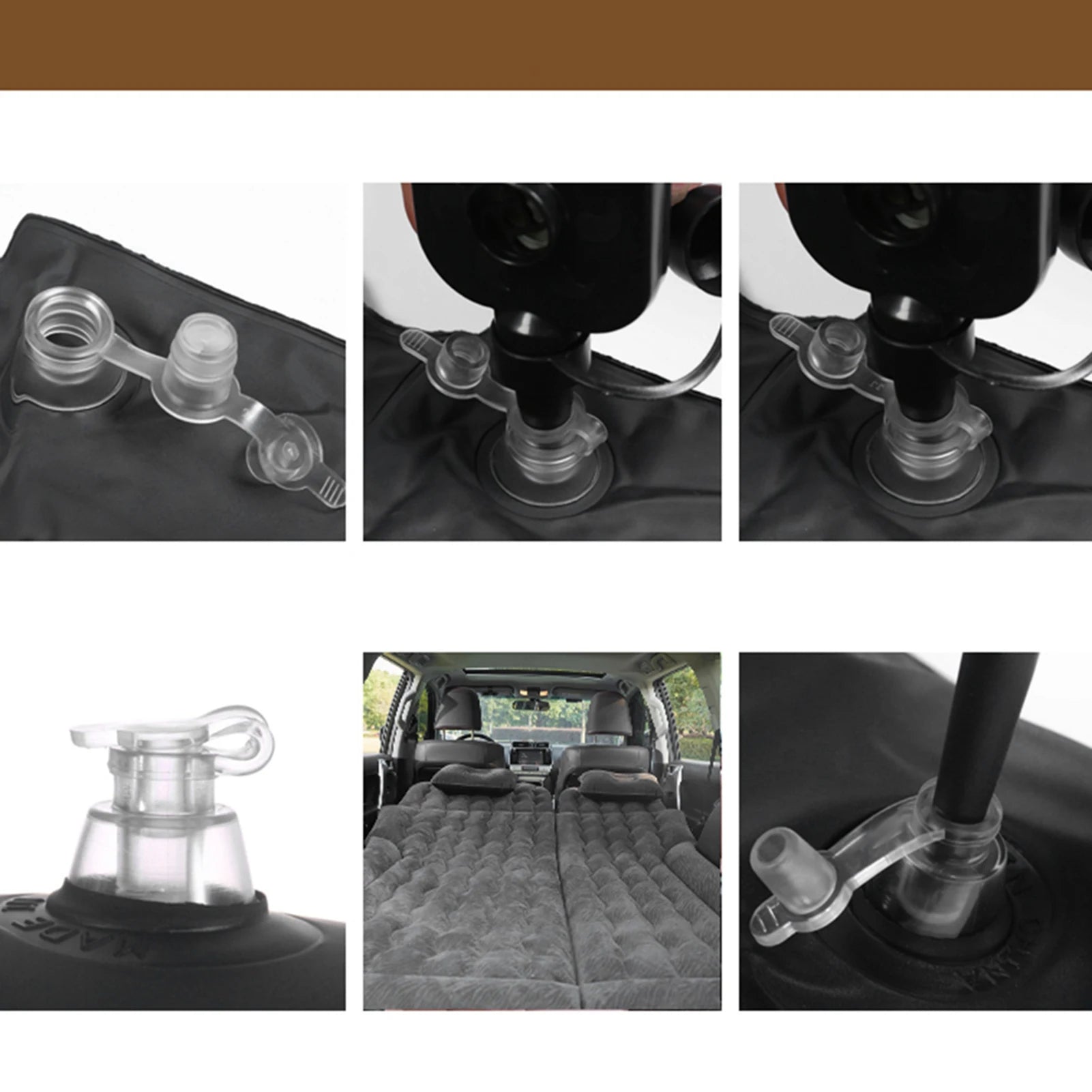 Car Travel Bed 2‑In‑1 Multifunction Inflatable Travel Mattress PVC Flocking Soft Sleeping Rest Cushion for Car SUV