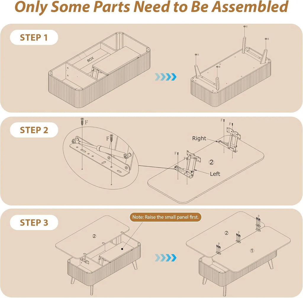 3-in-1 Lift Top Coffee Table, Convertible Oval Wooden Table with Storage, Modern Walnut Finish, Partial Assembly