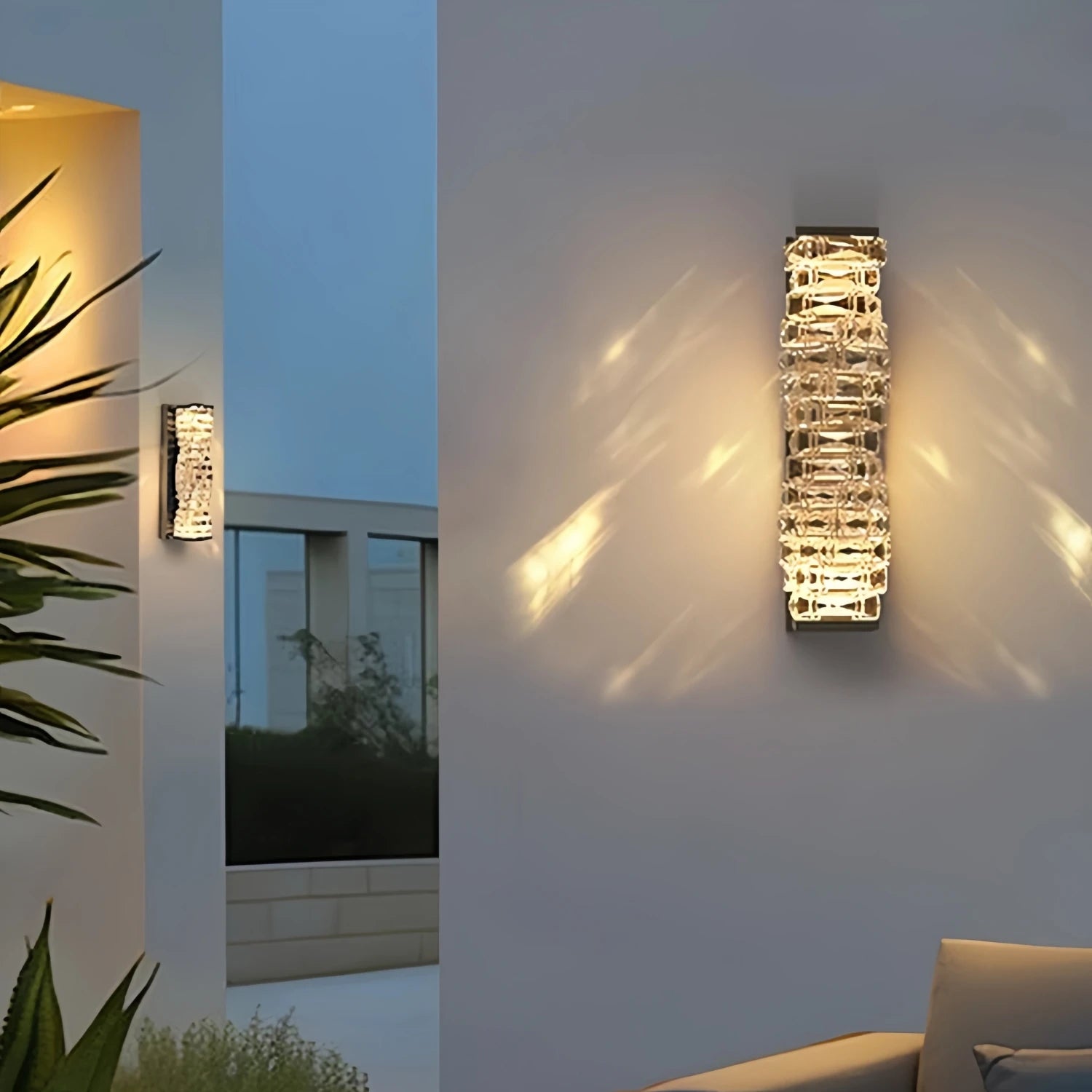 Nordic Outdoor Crystal Wall Light Black Waterproof Garden Decor Balcony Porch Front Door Outside Led Wall Mounted Lamp