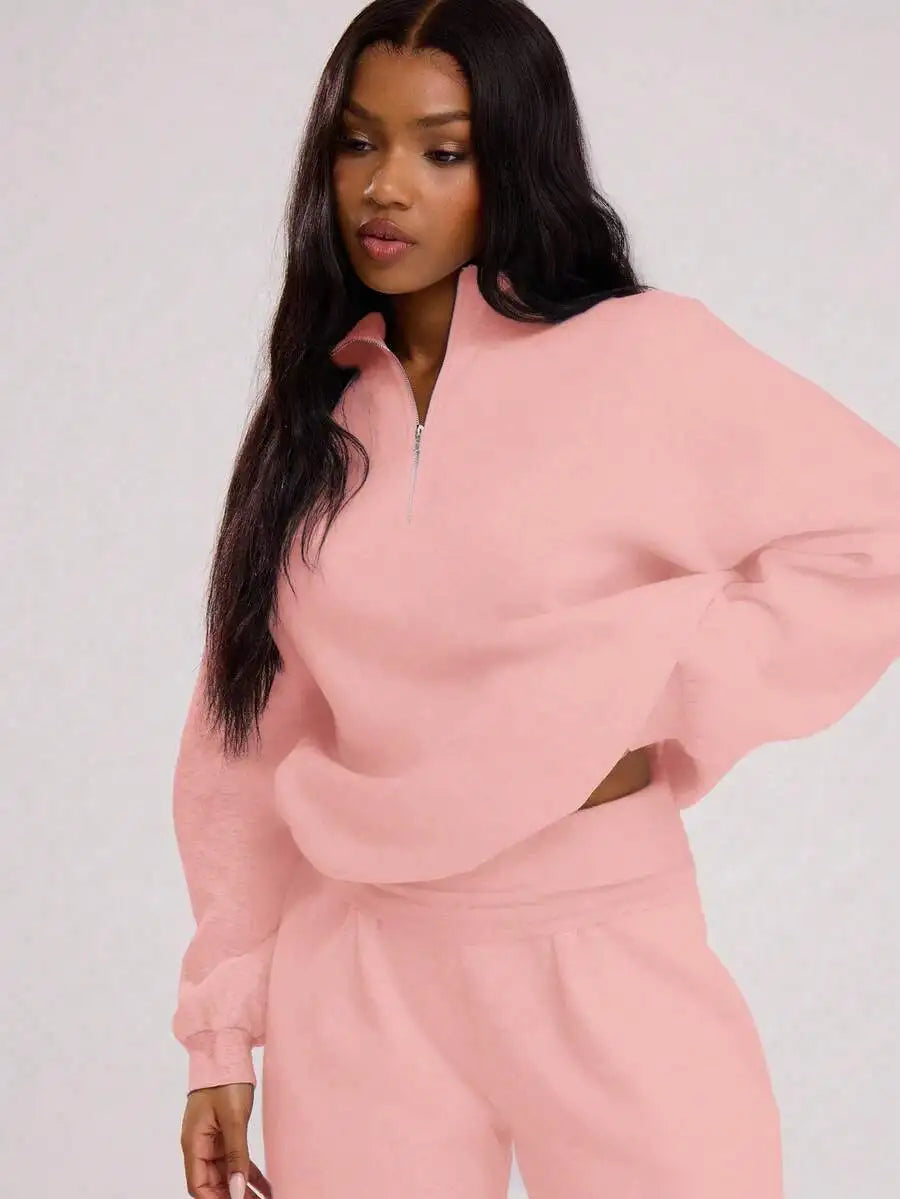 Quarter Zip Oversized Sweatshirt for Women, Casual Fall Winter Top with Long Sleeves