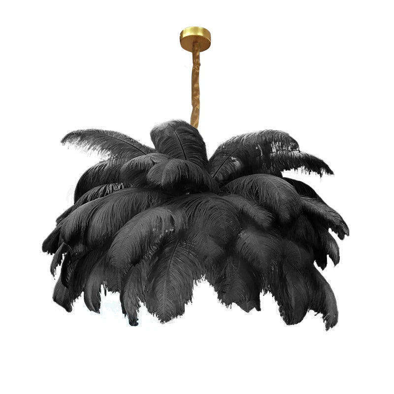Luxury Ostrich Feather Lamp Led Pendant Lights Living Room Girl's Room Bedroom Indoor Lighting Chandelier Hanging Light Fixture