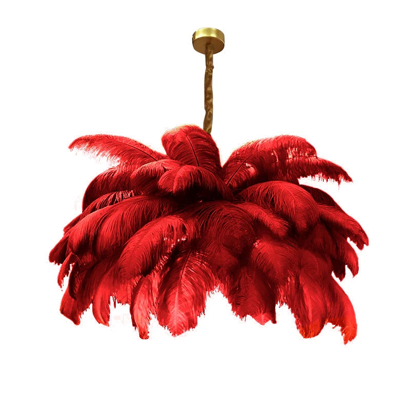 Luxury Ostrich Feather Lamp Led Pendant Lights Living Room Girl's Room Bedroom Indoor Lighting Chandelier Hanging Light Fixture