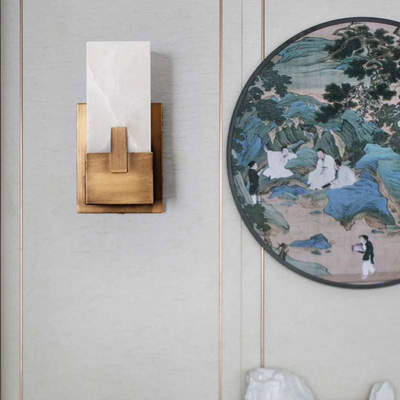 Natural Marble Wall Lamp Minimalist Living Room Bedroom TV Background Wall Light Entrance Hallway American Style Bedside Lamps