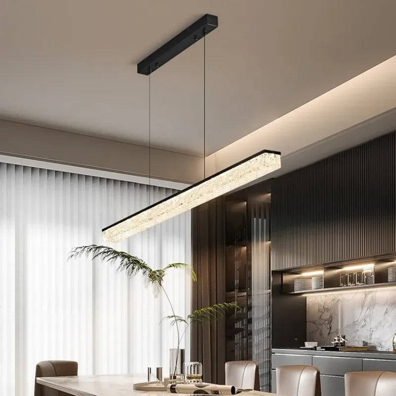 Modern Led Linear Pendant Light Fixtures For Dining Room Kitchen Table Office Minimalist Long Bar Pendant Lamp Lighting Black