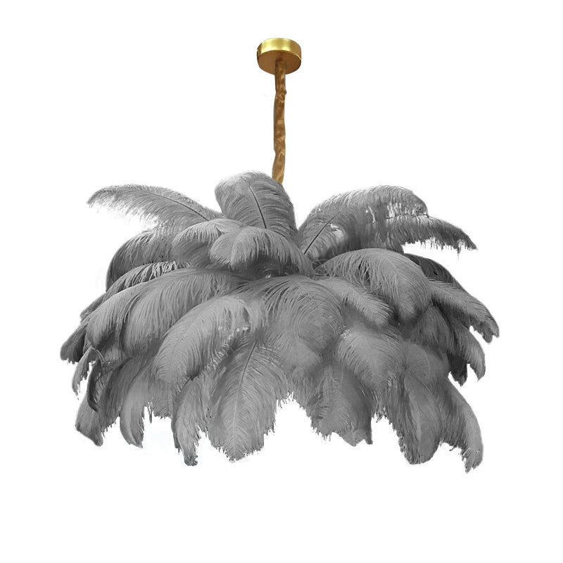 Luxury Ostrich Feather Lamp Led Pendant Lights Living Room Girl's Room Bedroom Indoor Lighting Chandelier Hanging Light Fixture