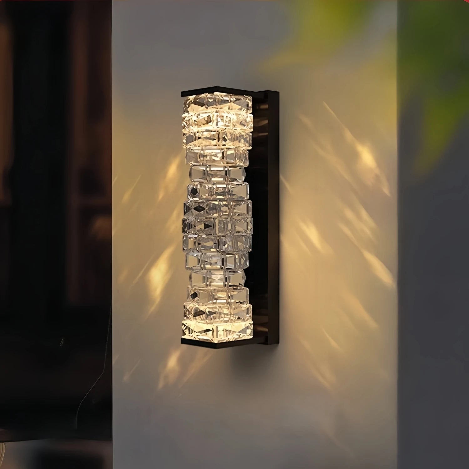 Nordic Outdoor Crystal Wall Light Black Waterproof Garden Decor Balcony Porch Front Door Outside Led Wall Mounted Lamp