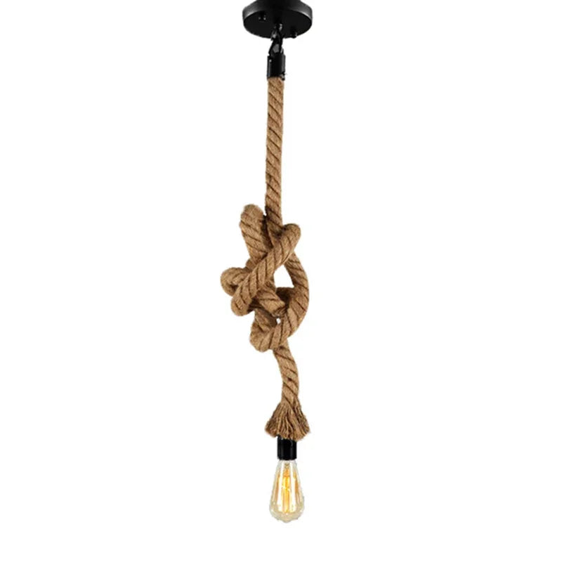Vintage 1/2/3/4/5m long Hemp Rope Retro Loft Single Head Double Heads Industrial light Hanging Lamp Pendant Light Edison Lamp